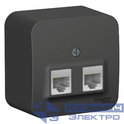 Розетка компьютерная 2-м ОП Blanca RJ45 кат.5E с изолир. пластиной антрацит SE BLNIA045456
