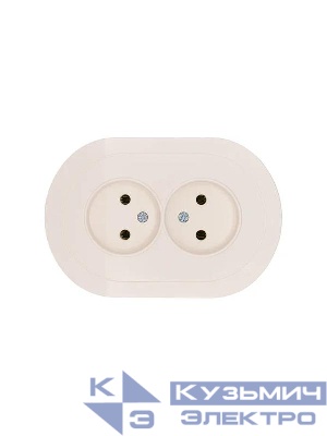 Розетка 2-м СП OSEN без заземл. ПБТ круглая механизм сл. кость LEZARD 744-9000-128B