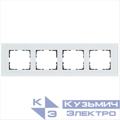 Рамка 4-м G-Glass стекло бел. White Glass Jasmart G1004GW