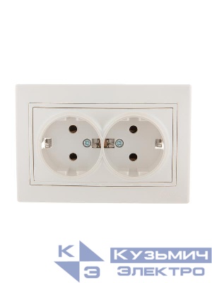 Розетка 2-м СП Mira 16А IP20 с заземл. со вставкой керамика жемчуж./бел. перламутр. LEZARD 701-3030-127