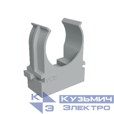 Держатель для труб (клипса) KM-KKPM-25 d25мм для прямого монтажа сер. (уп. 100шт) КМ LO67232