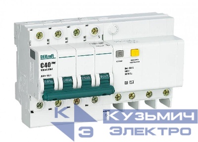 Выключатель автоматический дифференциального тока 4п 40А 100мА ДИФ-101 S селект. со встроен. защит. от сверхтоков DEKraft 15312DEK