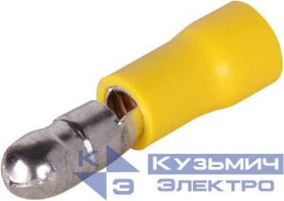 Разъем штекерный MPD 5,5-195, d=5,0мм, 4-6мм2, изолированный, желтый, 100шт, NETKO Optima