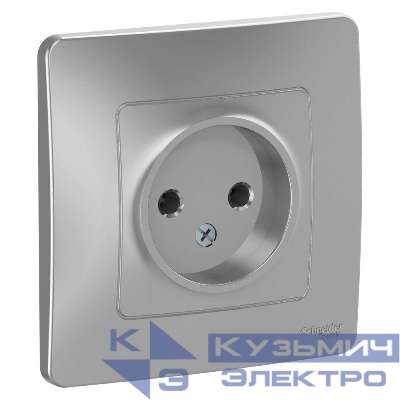 Розетка 1-м СП Blanca 16А IP20 250В без заземл. без защ. шторок алюм. SE BLNRS000013