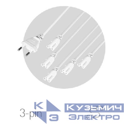 Разветвитель сетевой для фитолампы FITO 5х IEC C5 (3-pin) 2 м для подключения 5 светильников Эра Б0059055