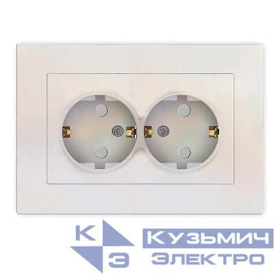 Розетка 2-м СП Афина 16А IP20 с заземл. защ. шторки в сборе жемчуж. Universal A0050-OBr