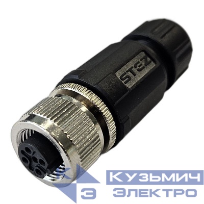 Разъем М12 5B гнездовой пайка пластик. прямой резьба PG7 каб. часть СЦМ120021-05B СТЭЗ 185200159