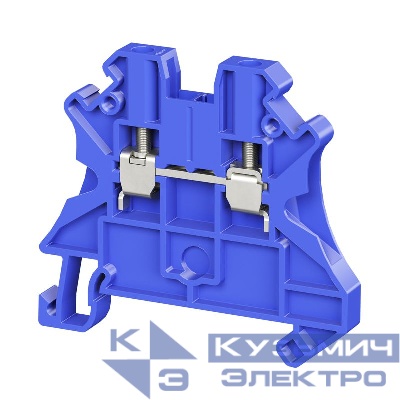 Клемма проходная винтовой зажим; 2 точки подключения; 4кв.мм син. DKC TUR-4R-BU