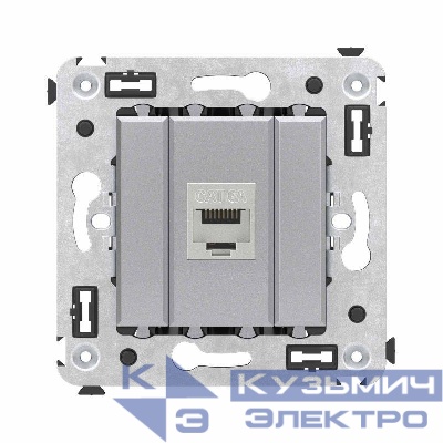 Розетка компьютерная 1-м СП Avanti "Закаленная сталь" RJ45 кат.6A без шторок экранир. механизм DKC 4404773