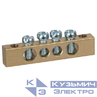 Шина NO-122-01 PEN земля-ноль 6х9мм 4/2 латунная с креплениями по краям Эра Б0047215