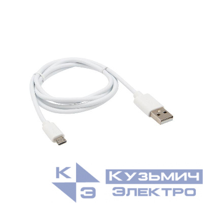 Кабель USB microUSB длинный штекер 1м бел. Rexant 18-4269