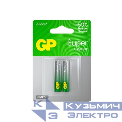 Элемент питания алкалиновый AAA/LR03 1.5В Super Alkaline G-Tech 24AA21-2CRSBC2 20/160 (блист.2шт) GP 1221