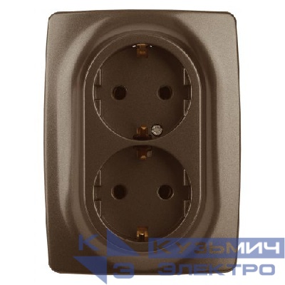 Розетка 2-м СП Эра12 12-2106-13 16А IP20 16AX 250В 2х2P+E Schuko бронз. Эра Б0031235
