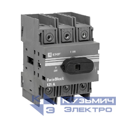 Рубильник 3п 125A c рукояткой управления для прямой установки TwinBlock EKF tb-125-3p-f