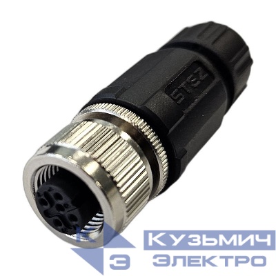 Разъем М12 5A гнездовой пайка пластик. прямой резьба PG7 каб. часть СЦМ120021-05A СТЭЗ 185200156