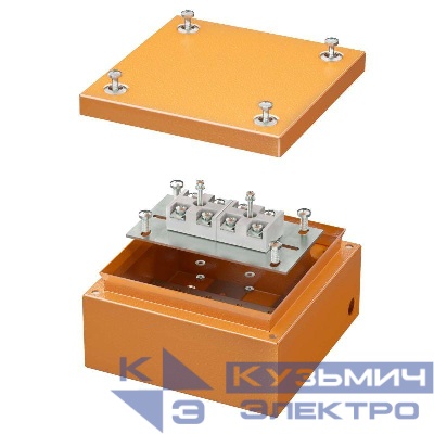 Коробка ответвительная FS 150х150х80мм 4р 450В 20А 10кв.мм нерж. контакт с гладкими стенками и клеммн. IP66 сталь. DKC FSK30410