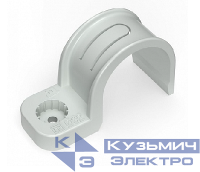 Крепеж-скоба пластиковая односторонняя для прямого монтажа серая в п/э д32 (25шт/уп) Промрукав