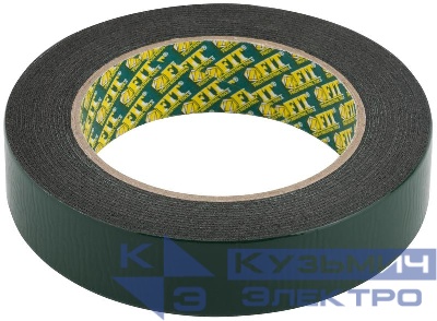 Лента клеящая 2-х сторонняя монтажная на вспененной основе с полимерной подложкой 25ммх5м FIT 11797