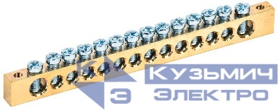 Шина PEN "земля-ноль" 8х12мм 14/2 (14групп/крепеж по краям) IEK YNN21-14-100