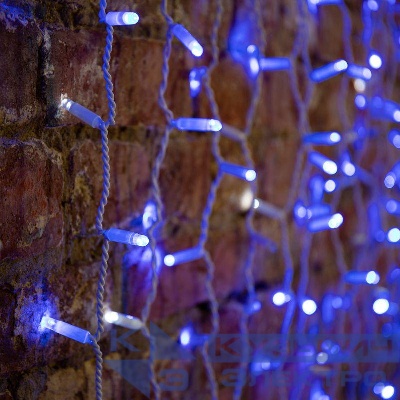 Гирлянда светодиодная "Светодиодный Дождь" 2х1.5м 300LED син. 23Вт 230В IP65 эффект мерцания провод бел. (нужен шнур питания 303-500-1) Neon-Night 235-223