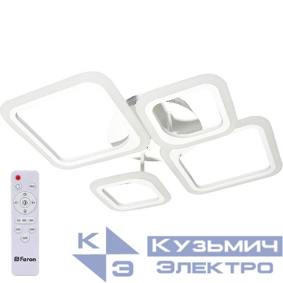 Светильник светодиодный AL5940 Quadro 84Вт 3000К-6500К IP20 max 5200лм управляемый с пультом бел. FERON 41670