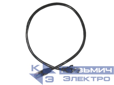 Патч-корд UTP4 cat 5e, 0,5м, ВС, LSZH, черный, литой коннектор NETKO Optima
