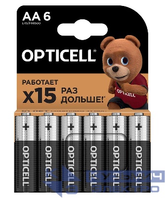 Элемент питания алкалиновый AA/LR6 (блист. 6шт) Basic Opticell 5051006
