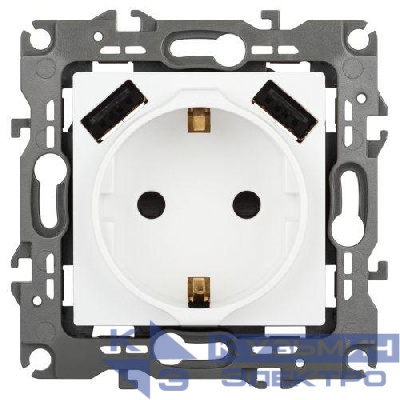 Розетка Эра12 12-4109-01М 16А 250В 2P+E с 2xUSB 5В-3А защ. шторки бел. матов. Эра Б0065728
