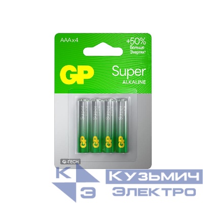 Элемент питания алкалиновый AAA/LR03 1.5В Super Alkaline G-Tech 24AA21-2CRSBC4 40/160 (блист.4шт) GP 1220