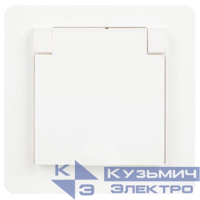 Розетка 1-м СП Style 7-203-01 16А IP20 250В 2P+E Schuko с заземл. с крышкой бел. Intro Б0060639