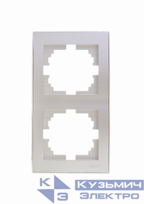 Рамка 2-м Rain вертикал. без вставки жемчуж./бел. метал. LEZARD 703-3030-152