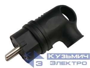 Вилка угловая с заземлением каучук 16А IP44 черн. 9220 IN HOME 4690612010229