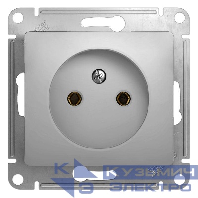 Розетка 1-м СП Glossa 16А IP20 без заземл. механизм алюм. SE GSL000341