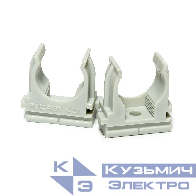 Крепеж-клипса для труб для монтажного пистолета серая в п/э д20 (100 шт/уп) Fedast