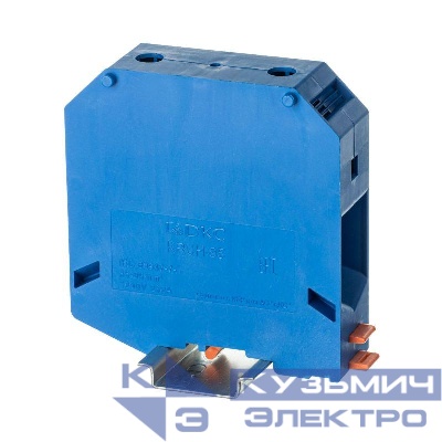 Клемма проходная винтовой зажим 2 точки подключения 95кв.мм син. DKC KRUH-95-BU