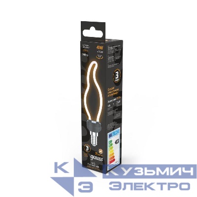 Лампа светодиодная филаментная Black Filament 4Вт контурная Artline свеча матовая 2700К тепл. бел. E14 330лм GAUSS 1000801104
