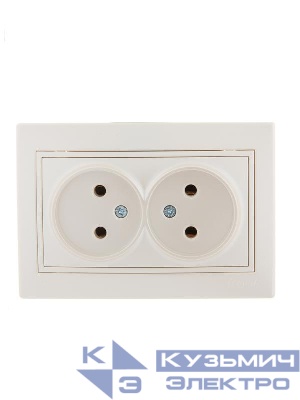 Розетка 2-м СП Mira 16А IP20 без заземл. со вставкой керамика жемчуж./бел. перламутр. LEZARD 701-3030-128
