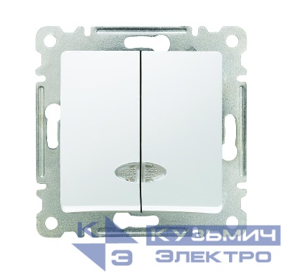 Выключатель 2-кл. СП Lillium IP20 с подсветкой механизм бел. Makel 30001023