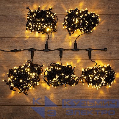 Гирлянда светодиодная "LED ClipLight" 5 нитей х20м 665LED тепл. бел. 50Вт 24В IP65 эффект мерцания flashing бел. Neon-Night 323-606