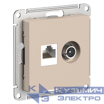 Розетка компьютерная + телевизионная 2-м AtlasDesign RJ45 кат.5E песочн. SE ATN001289