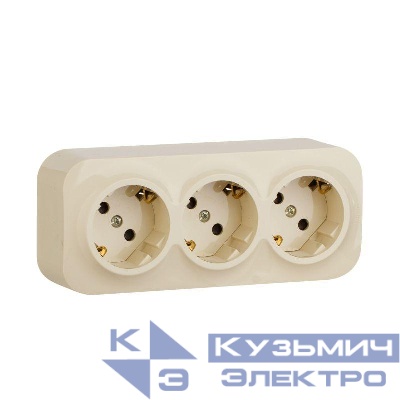 Розетка 3-м ОП Quteo 16А IP20 250В 3х2P+E с заземл. защ. шторки сл. кость IEK 782268