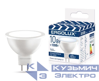 Лампа светодиодная LED-JCDR-10W-GU5.3-6K JCDR 10Вт GU5.3 6500К 180-240В ПРОМО Ergolux 15563