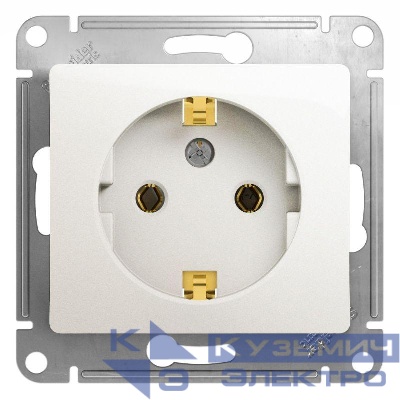 Розетка 1-м СП Glossa 16А IP20 с заземл. механизм перламутр. SE GSL000643