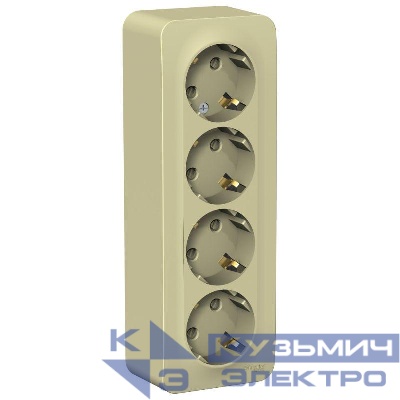 Розетка 4-м ОП Blanca 16А IP20 250В с заземл. защ. шторки с изолир. пластиной беж. SE BLNRA011417