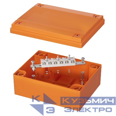 Коробка ответвительная FS 240х190х90мм IP56 6п 450В 20А 10кв.мм с гладкими стенками и клеммниками нерж. контакт пластик. DKC FSK40610