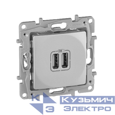 Розетка USB 2-м СП 2мод. Etika 240В/5В 2400мА механизм алюм. IEK 672494