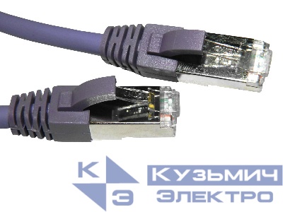 Патч-корд FTP4 cat.6a, 5.0м, литой коннектор, фиолетовый, LSZH, Netko CKC