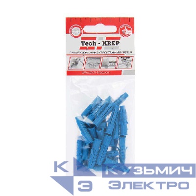 Дюбель распорный Чапай 6х30 шипы+усы полипропилен (уп.30шт) пакет Tech-Krep 111128