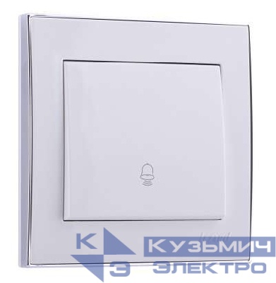 Кнопка звонка Rain с хром. боковой вставкой бел. LEZARD 703-0225-103