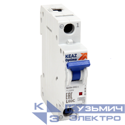 Выключатель автоматический модульный 1п Z 6А OptiDin BM63-1Z6-DC-УХЛ3 КЭАЗ 261215